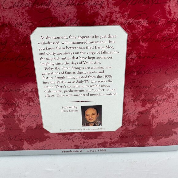 Hallmark 1995 Three Stooges Ornament Set Larry Moe Curly Christmas Collectible - Picture 3 of 8